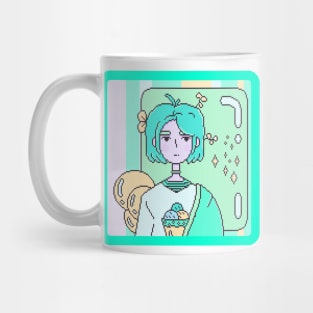 Cute Anime Alien Girl Aesthetic Minimalist Design Mug